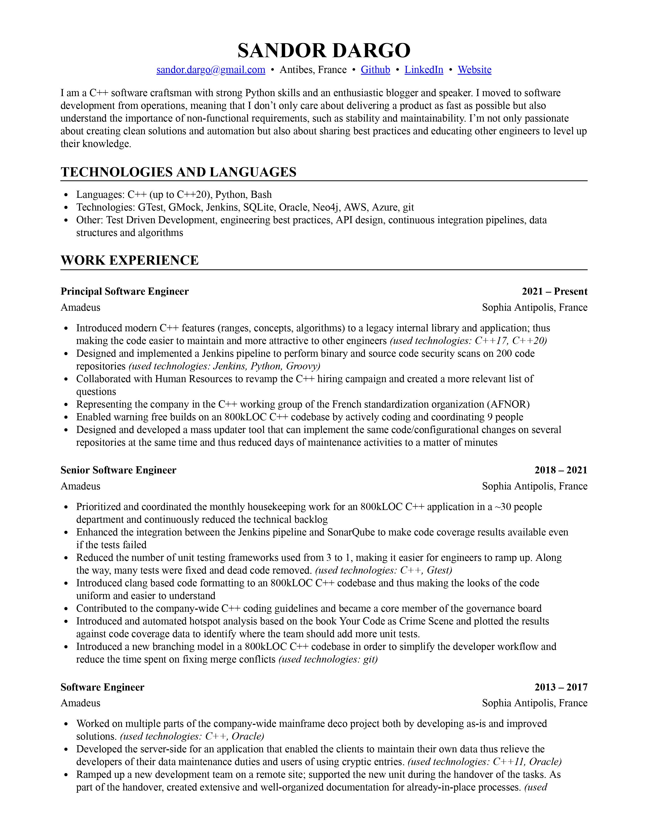 My new resume page 1